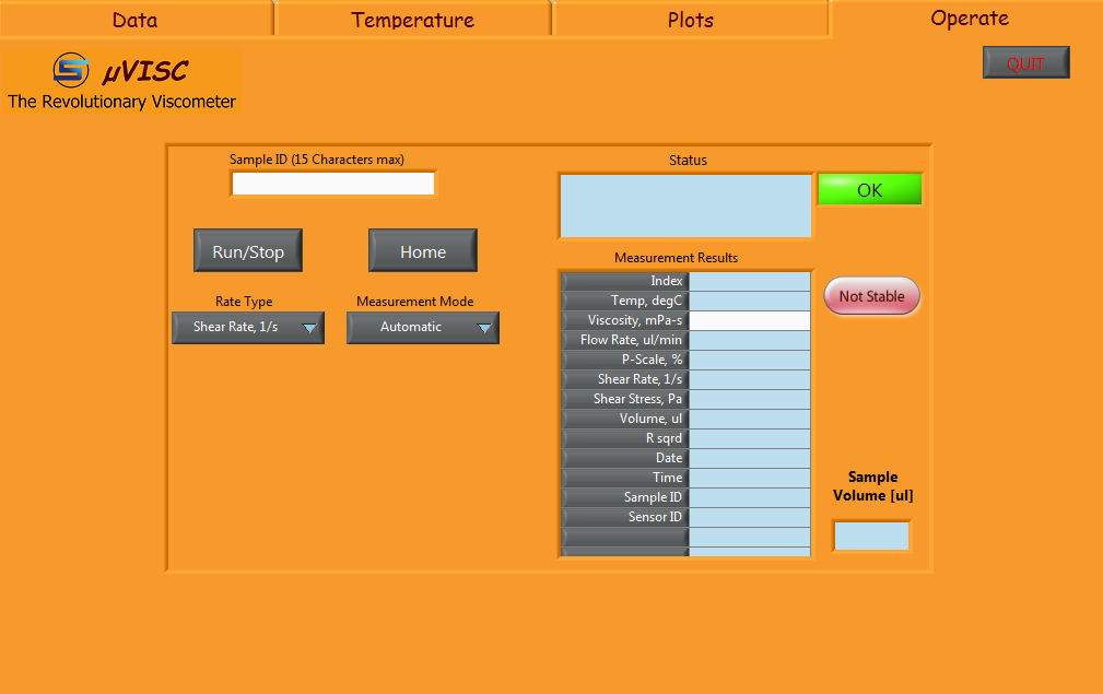 microVISC Operations interface